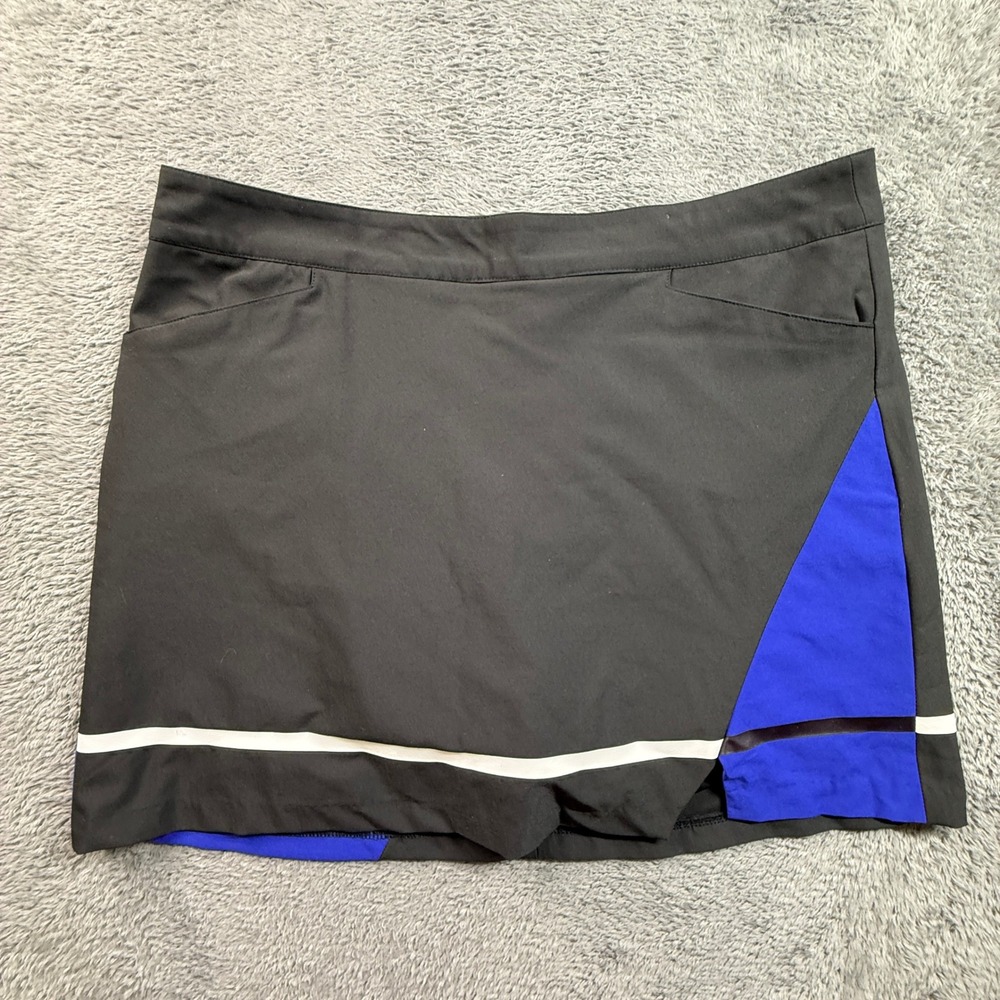 Slazenger Golf Skort Womens 12 Black Blue Excellent Stretch Slash Pockets